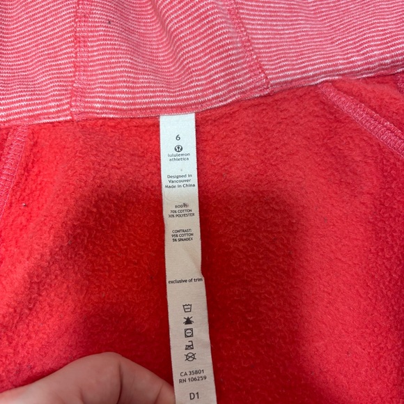 Lululemon Pink Thin Striped Scuba Full Zip Hoodie Size 6 - Picture 8 of 9